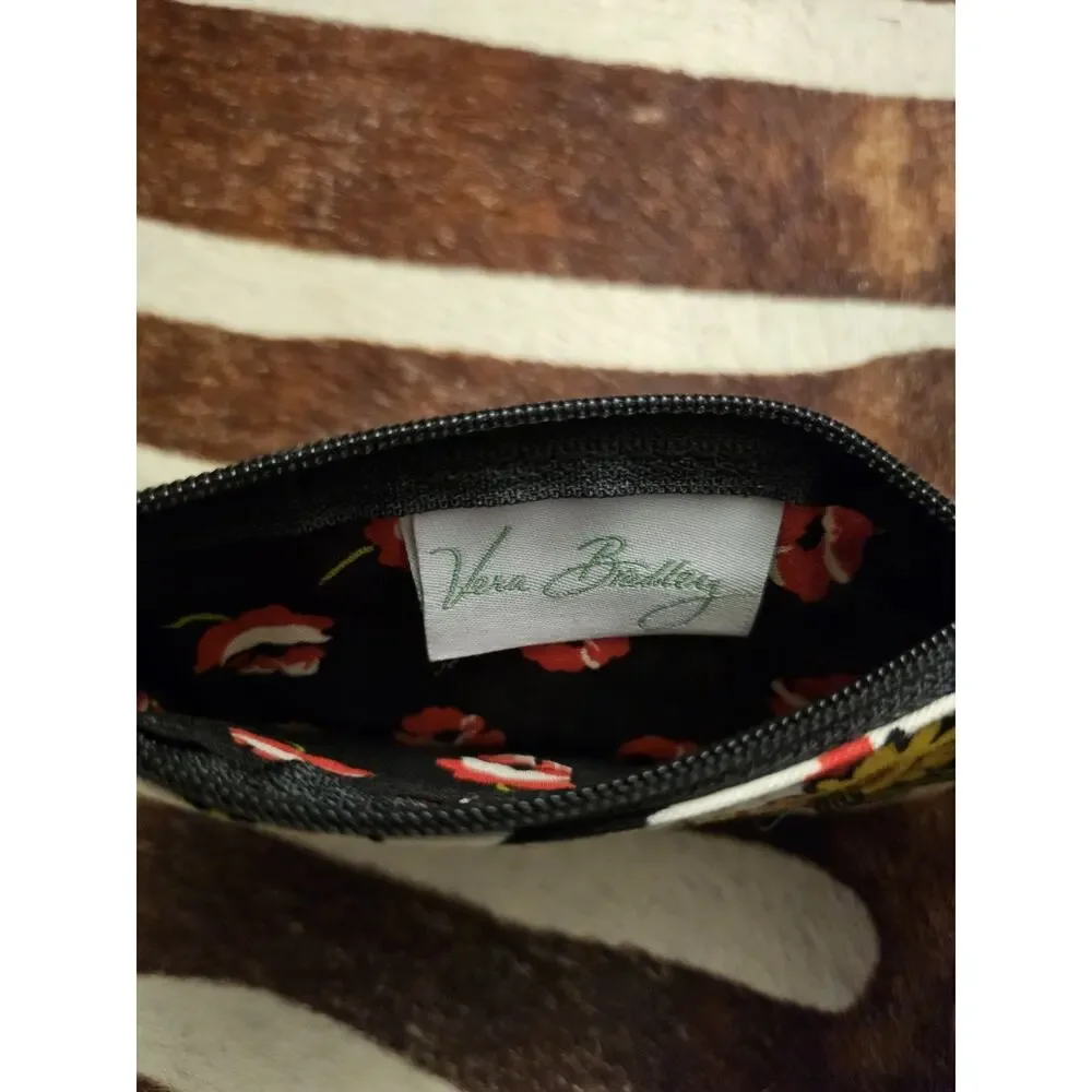 Vera Bradley Zip ID Case Coin Purse Mini Wallet~ Poppy Fields Pattern